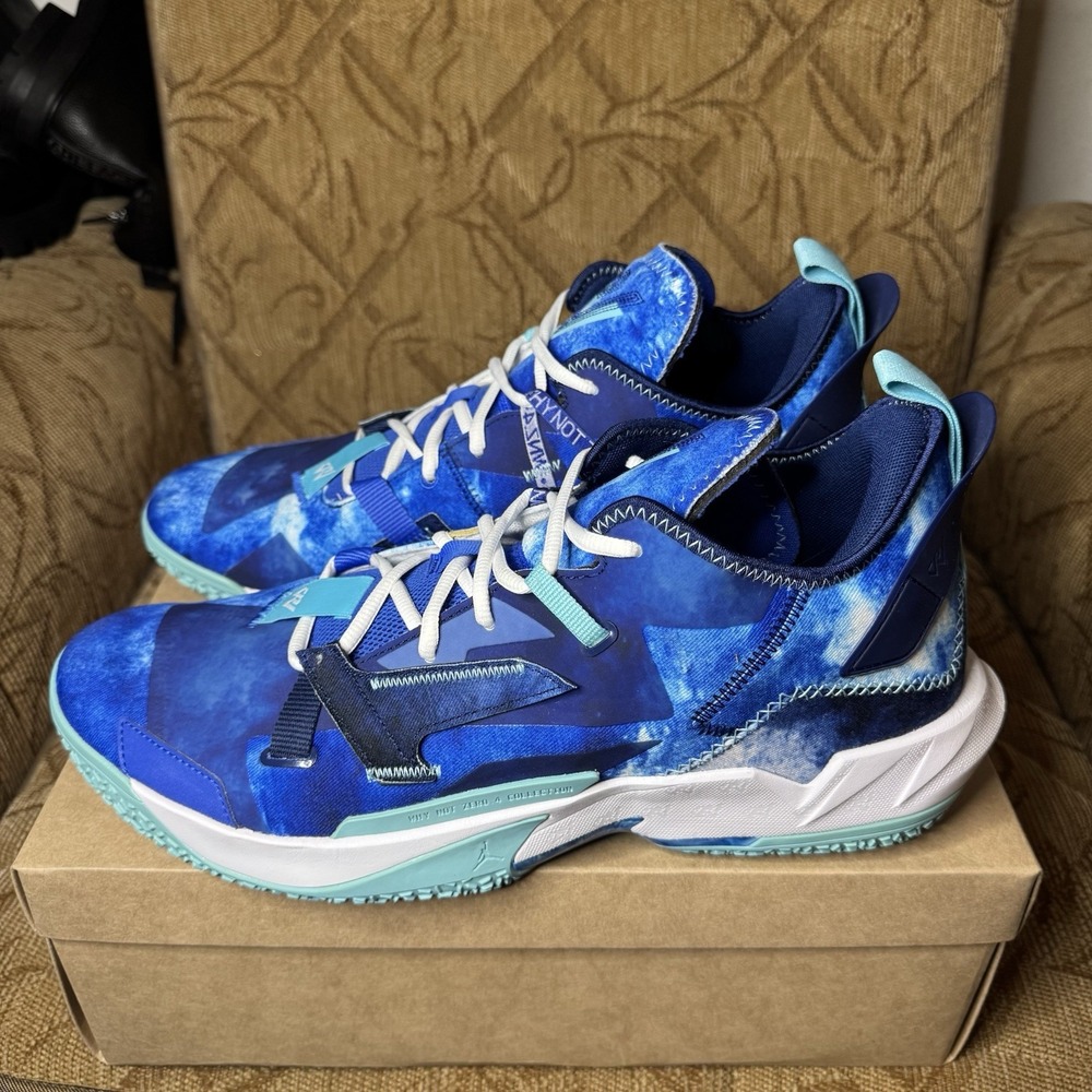 Nike Air Jordan Why Not Zer0.4 Trust & Loyalty Blue Lace-Up Sneakers Size 15 New